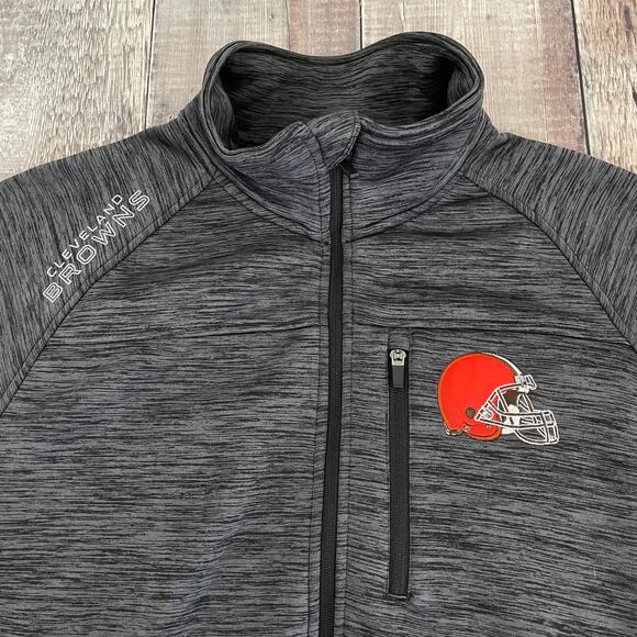 Cleveland Browns NFL Jacket Men's Large Full Zip Fleece Lined Coat Heather Gray - Picture 3 of 12